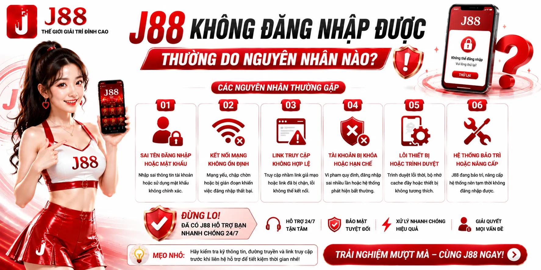 J88 không đăng nhập được thường do nguyên nhân nào?